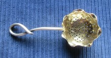 Colador de té Shiebler de hojas y tallo estético #2780 5" con tazón de lavado dorado segunda mano  Embacar hacia Mexico