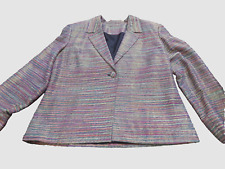 Blazer Ann May de seda vintage 2 peças e cami top dourado vermelho rosa listrado metálico coxo tamanho G comprar usado  Enviando para Brazil