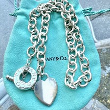 Autêntico Colar de Elos de Corrente Tiffany & Co Prata Coração em Branco 16"" comprar usado  Enviando para Brazil