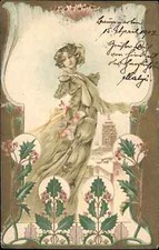 1903 Linda Jovem Mulher com Pomba e Brinquedos Infantis Litho Etéreo, usado comprar usado  Enviando para Brazil