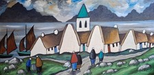 Markey Robinson - Pintura al óleo panorámica enmarcada - ¡Llena de encanto irlandés! segunda mano  Embacar hacia Mexico