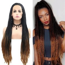 Caixa 24" trança renda frente perucas cabelo sintético realista resistente ao calor fibra cabelo comprar usado  Enviando para Brazil