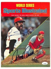 Johnny Bench Luis Tiant assinado sem etiqueta revista ilustrada esportiva JSA comprar usado  Enviando para Brazil