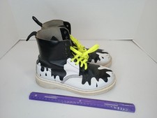 Bota Dr Martens Pascal tinta preta branca respingo derramamento 8 olhos Reino Unido 5 EUA L 7 rara usada comprar usado  Enviando para Brazil