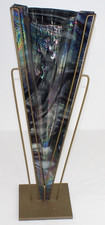 Vidro De Arte deslumbrante Vaso Troféu Design Art Deco Assinado Cores Roxo Espiral, usado comprar usado  Enviando para Brazil