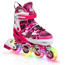KUXUAN PATINS AJUSTÁVEIS EM LINHA CRIANÇAS/ADOLESCENTES RODAS TOTALMENTE ILUMINADAS CAMUFLAGEM ROSA comprar usado  Enviando para Brazil