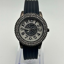 Relógio feminino Geneva Crystals moldura silicone preto funcionando nova bateria comprar usado  Enviando para Brazil