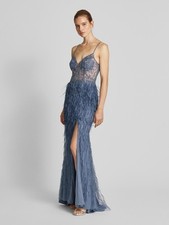Abendkleid fransen rauchblau gebraucht kaufen  Köln