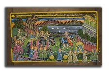 Indio Maharajah Procesión Pintura Hecho a Mano Arte 27.3x16.5cm Pn3743 CM, usado comprar usado  Enviando para Brazil