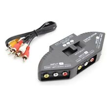 Usado, Interruptor seletor 3 vias áudio vídeo AV RCA preto caixa divisor comutador de sinal comprar usado  Enviando para Brazil