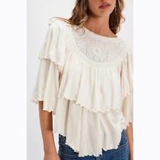 Blusa Free People Rose Party top swingy floral bordada com babado M 281539 comprar usado  Enviando para Brazil