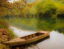  pintura a óleo de alta qualidade pintada à mão em tela" um barco em um lago "@NO7501 comprar usado  Enviando para Brazil