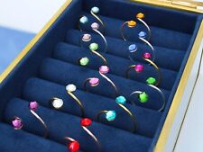 Anéis de biqueira de pedra do nascimento em prata/ouro/ouro rosa feitos com cristal Swarovski comprar usado  Enviando para Brazil