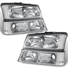 Usado, Ajuste para 2003-2007 Chevy Silverado 02-06 Avalanche faróis cromados + lâmpadas de para-choque comprar usado  Enviando para Brazil
