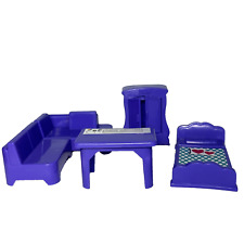 Conjunto de móveis para casa de bonecas guarda-roupa cama mesa sofá seccional roxo 5 peças comprar usado  Enviando para Brazil