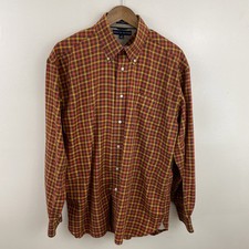 Camisa masculina Tommy Hilfiger xadrez laranja L anos 80 2 camadas algodão longa SLV botão para baixo, usado comprar usado  Enviando para Brazil