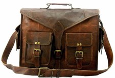 Vintage Genuine Messenger Satchel Briefcase Men's Brown Leather Bag comprar usado  Enviando para Brazil