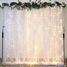 Cortina de fundo de tule branco com cordas de luzes para festas 10×8 pés transparente comprar usado  Enviando para Brazil