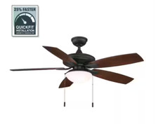 Usado, Hampton Bay Gazebo III 52 polegadas. Ventilador de ferro natural interno/externo com classificação úmida + lâmpadas LED comprar usado  Enviando para Brazil