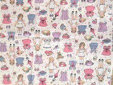 Muñeca de papel vintage 1994 tela tradiciones colección algodón 1 yarda 44 pulgadas rosa  segunda mano  Embacar hacia Mexico