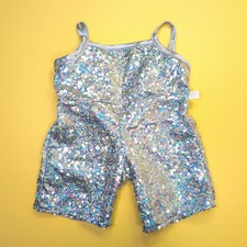 Macacão de festa Build-A-Bear prata lantejoulas cintilantes macacão comprar usado  Enviando para Brazil
