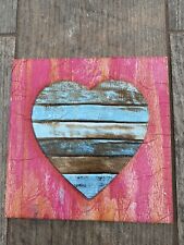 Driftwood heart decoupaged for sale  NEW QUAY