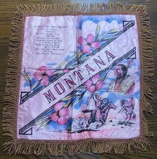 Funda de almohada Montana vintage poema flecos satinados recuerdo 16,5” X 17” rosa. EB8 segunda mano  Embacar hacia Mexico