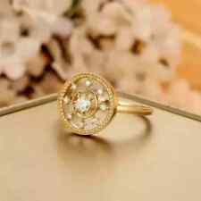 Anel de casamento roda 20 quilates corte redondo simulado diamante acabamento ouro amarelo 14K comprar usado  Enviando para Brazil