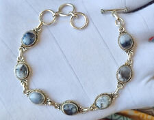 Presente de casamento opala dendrito pedra preciosa prata esterlina 925 pulseira feita à mão PG1922 comprar usado  Enviando para Brazil