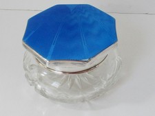 VINTAGE AZUL GUILHOCHÊ ESMALTE PRATA ESTERLINA E CORTE CRISTAL PENTEADEIRA FRASCO comprar usado  Enviando para Brazil