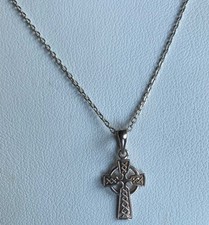 Colar vintage de prata esterlina cruz celta assinado Solvar Irlanda, tamanho pequeno comprar usado  Enviando para Brazil