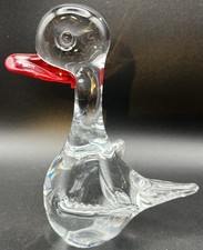 Arte sueca vintage vidro soprado à mão cristal sólido bico vermelho pato , usado comprar usado  Enviando para Brazil