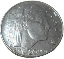 Moneta 1941 c.20 usato  Matera