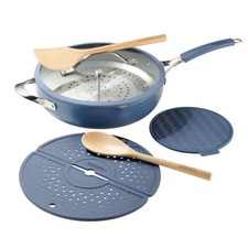 NOVA panela antiaderente de cerâmica Tramontina 5 quartos All-In-One Plus, conjunto de 7 peças, azul comprar usado  Enviando para Brazil