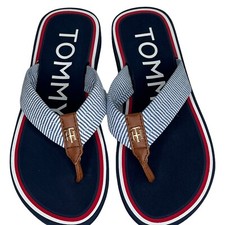 Sandália Feminina Tommy Hilffiger Flip Flop Tamanho 6 Azul Marinho/Multicolorida Leve comprar usado  Enviando para Brazil