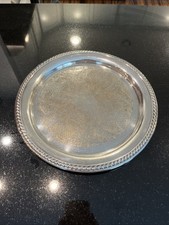 Bandeja de servir redonda banhada a prata 12” meados do século moderna, usado comprar usado  Enviando para Brazil