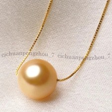 Colar pingente de pérola do mar do sul ouro amarelo redondo natural genuíno 9,5 a 10 mm 18"" comprar usado  Enviando para Brazil