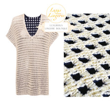 Tricoté Net Tunique By Wolford XS - S 34 36 Afterglow Marine Noble Tricot Plaid comprar usado  Enviando para Brazil