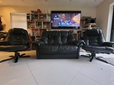 Leather sofa reclining for sale  RINGWOOD