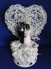 Novo topo de bolo de casamento vintage pele escura filigrana de noiva e noivo ornamentado, #304 comprar usado  Enviando para Brazil