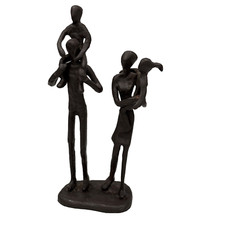Escultura Bronce Metal Figuras Decorativas Pareja con Niños Amor Corazón segunda mano  Embacar hacia Mexico