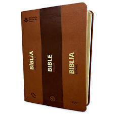 Biblia Trilingue Espanol Ingles Portugues RVC/ESV/NAA imitacion piel marron, usado comprar usado  Enviando para Brazil