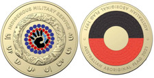 Bandeira aborígene e serviço militar indígena 2021 moedas de dois dólares $2 raro CIRC comprar usado  Enviando para Brazil