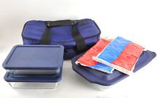 Pyrex portátil isolado prato de viagem azul marinho quente/frio 13”x 9” pote bolsa sorte comprar usado  Enviando para Brazil