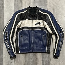 Jaqueta de couro Alpinestars motocicleta corrida azul preto branco acolchoada EUA tamanho 38 comprar usado  Enviando para Brazil