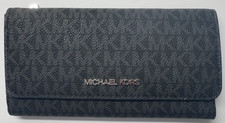 Carteira de couro Michael Kors jet set viagem grande tríplice PVC MK PRETA/PRATA comprar usado  Enviando para Brazil