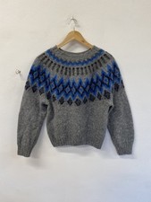 Linda camiseta macia padrão Fair Isle cinza azul angorá RF001 comprar usado  Enviando para Brazil