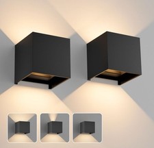 Conjunto de 2 luminárias de parede LED externas pretas com fio impermeável para cima e para baixo modernas comprar usado  Enviando para Brazil