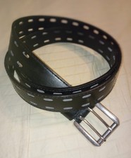 Cinto preto masculino XXL 46-48 couro sintético fivela de pino duplo resistente casual, usado comprar usado  Enviando para Brazil