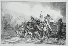 Scene bataille lithographie d'occasion  Pluvigner